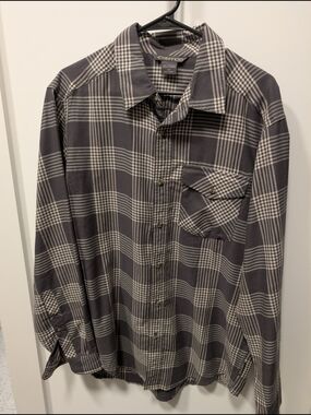 Exofficio Men’s Gray Plaid Button-Down Shirt